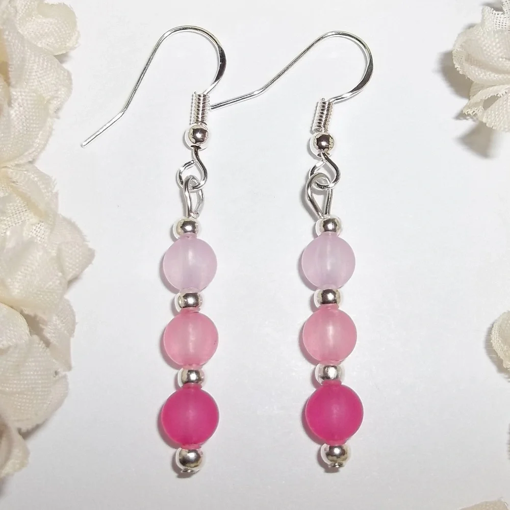 Pink Dangle Earring Set Woman Jewelry Drop 4069
